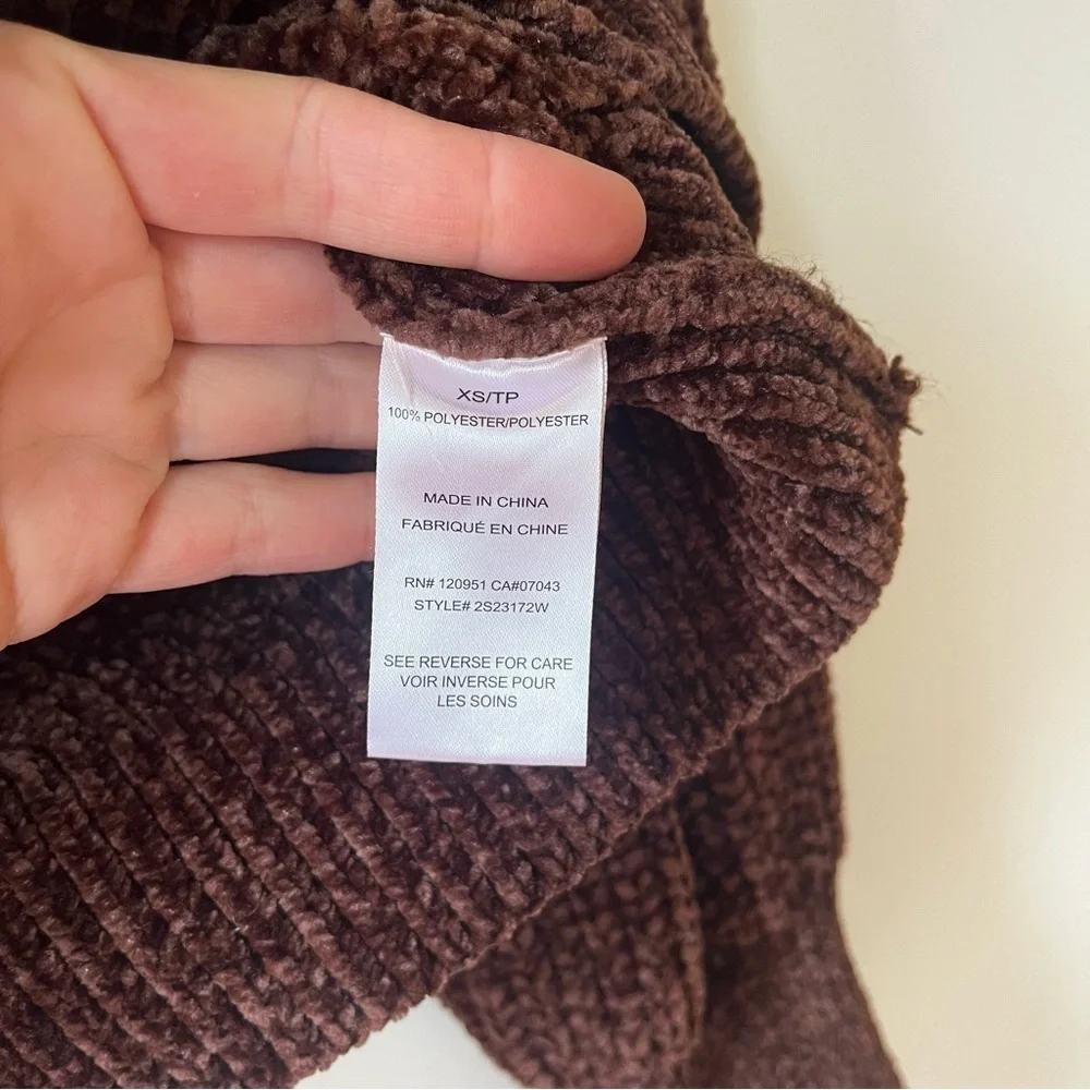 Pink Rose Chenille Sweater XS Brown Cable Knit Textured Pullover Cozy Soft - Picture 5 of 9